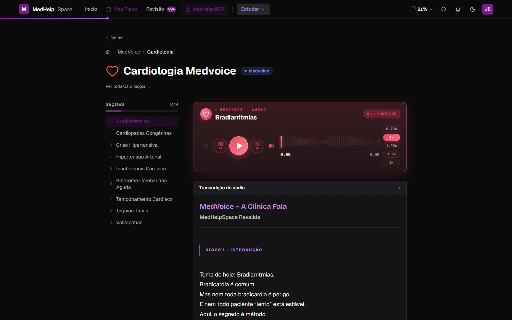 MedHelpSpace no computador — MedVoice — a clínica fala