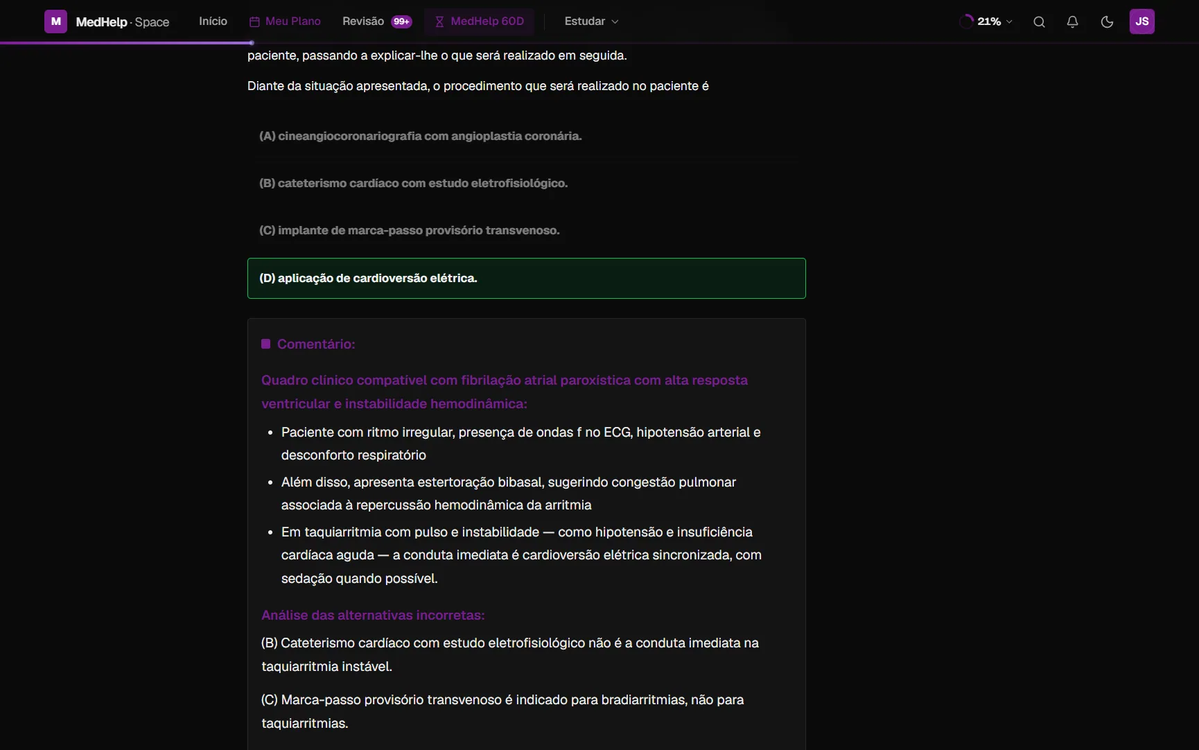 MedHelpSpace no computador — Questões comentadas